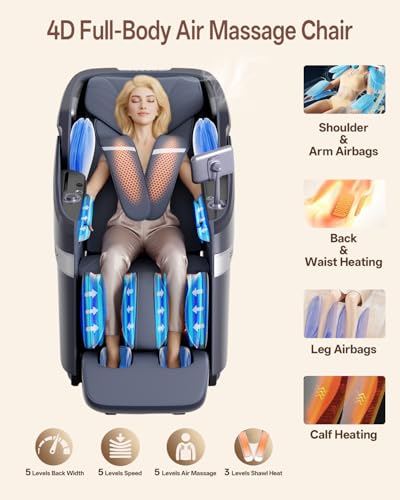 RELX 4D Massage Chair Full Body, 23 Modes Zero Gravity SL-Track Shiatsu Massage Chair with Electric Extendable Footrest, A...