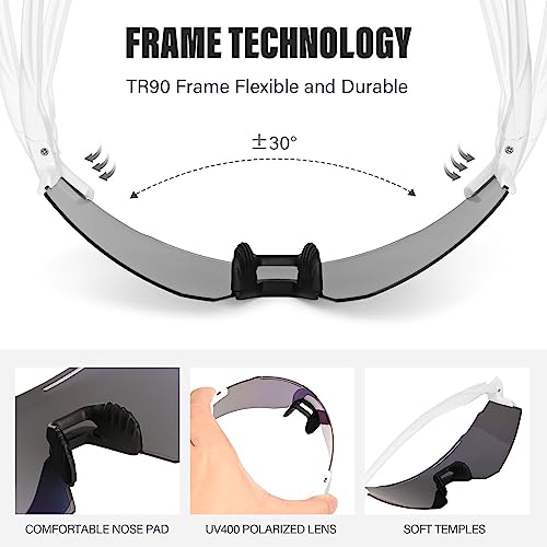 ZEMFAY Sports Polarized Sunglasses Men Women UV400 Cycling Glasses Windproof Goggles for Driving Running Golf Eyewear