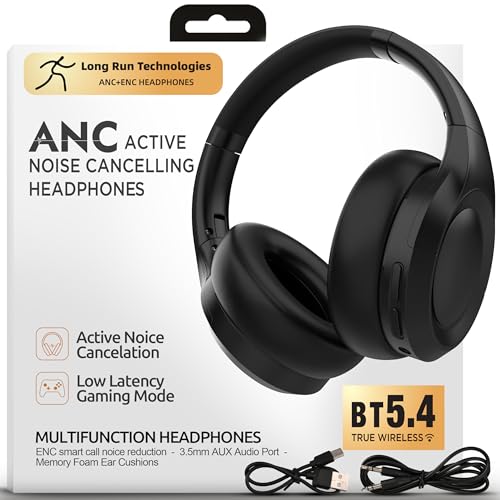 Active Noise Cancelling Headphones, Bluetooth Over Ear, Hi-Fi Stereo,100H Playback Time, High-Resolution Audio, Water Resi...
