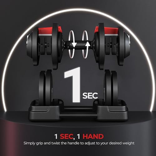 Yaheetech Adjustable Dumbbell Set Free Weight Dumbbells 40lbs/52.5lbs/90lbs Fast Adjust Dumbbells Dumbbell Weight Set, wit...
