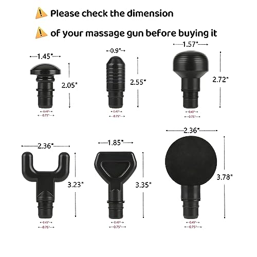 Falafale 6Pcs Massage Heads with Storage Bag, Replaceable Massager Gun Attachment, Massage Gun Deep Tissue Plug&Play Appli...