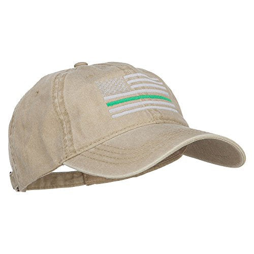 e4Hats.com Thin Green Line Silver USA Flag Embroidered Washed Cap