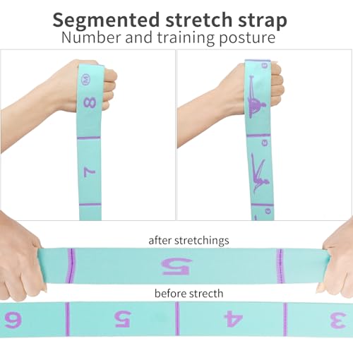 2 PCS Adjustable Extended Children's Stretching Straps with 8 Loops, Multi-Functional Elastic Stretch Bands for Gymnastic...