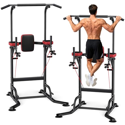 Dskeuzeew Power Tower Pull Up Bar Station, 450LBS Stable Power Tower Training Heavy-Duty Fitness Equipment for Home Gym