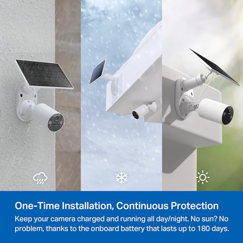 Tapo TP-Link SolarCam C402 Kit, Outdoor Battery Camera w/Solar Panel Base, Wireless, 1080P, Free Person Detection, SD/Clou...