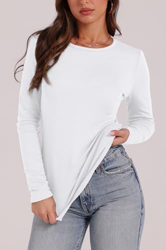 WIHOLL Long Sleeve Thermal Shirt for Women Light Fleece Tops Fall 2025 Crew Neck Casual Basic T-Shirts