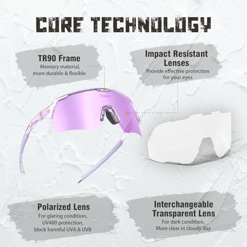 OUWOR Polarized Cycling Glasses for Men Women Youth, UV400 Mountain Bike Sunglasses for Bicycle Mtb Running Fishing Baseball