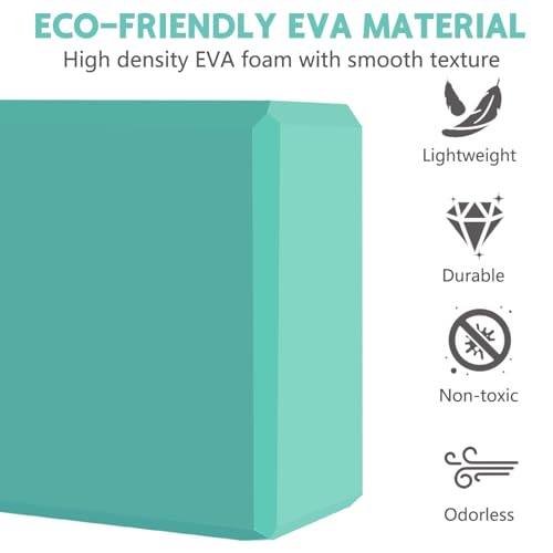 MBHKRRS 9"x6"x3" Yoga Blocks, Soft Non-Slip Surface Premium Foam Blocks, Supportive, Lightweight, Odor Resistant, Yoga Acc...