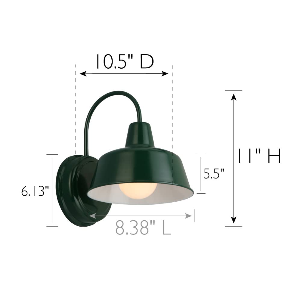 Design House Mason Barn Light - Indoor/Outdoor Wall Mount, 8-Inch, Forest Green, Model 579342