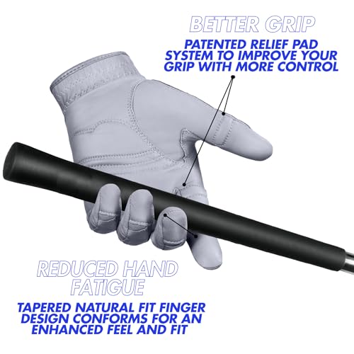 Bionic Men's StableGrip 2.0 Grey Golf Glove - Made from Premium Cabretta Leather