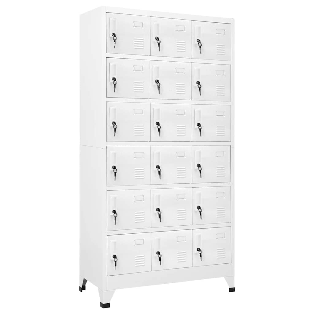 18-Compartment Metal Locker Cabinet with Lockable Doors, 35.4x15.7x70.9 Inches, for Gym and Changing Room Storage, Name Card Holders and Ventilation Holes