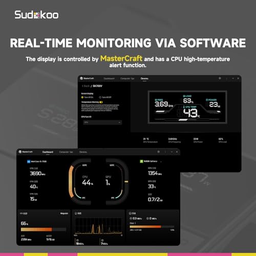Sudokoo Sudokoo SK700V AM5 CPU Cooler, AM5 Exclusive, Digital Display, 7 Heatpipes CPU Air Cooler, Single Tower, 120mm FDB...