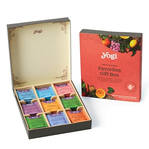Yogi Organic Tea Sampler Gift Box (45 Tea Bags) Assorted Delicious Wellness Blends - 9 Favorite Herbal, Green & Black Vari...