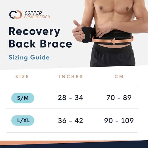 Copper Compression Back Brace - Copper Infused Support Belt Wrap for Lumbar / Lower Back Pain Relief, Sciatica, Pain - Exe...