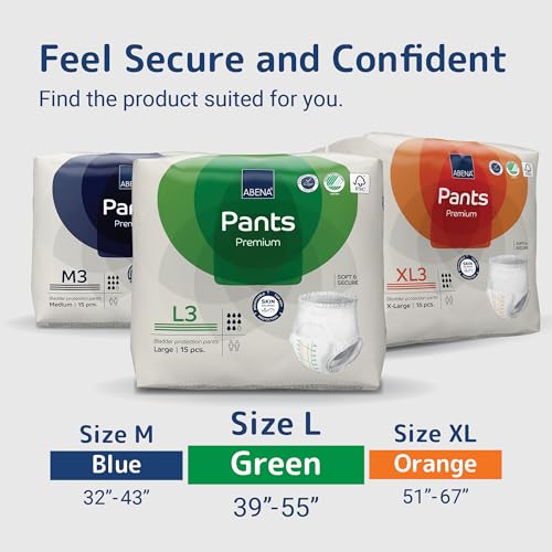 Abena Premium Incontinence Protective Underwear, Abena Pants, Pull-ups, Heavy Absorbency, Level 3, Large, 45 Count