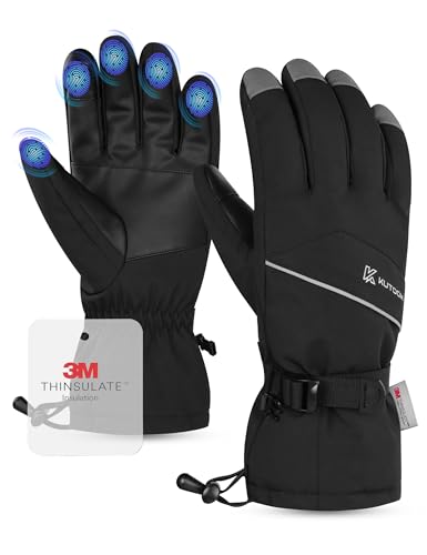 KUTOOK Winter Ski Gloves 5-Finger Touchscreen 3M Thinsulate with Pocket for Men Women Cold Weather Skiing Cycling Hiking