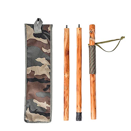 FOREST PILOT 3pc Detachable Fir Wood Walking Stick for Hiking with Compass 55 Inches - with Animal Carving - Soft Hand Str...