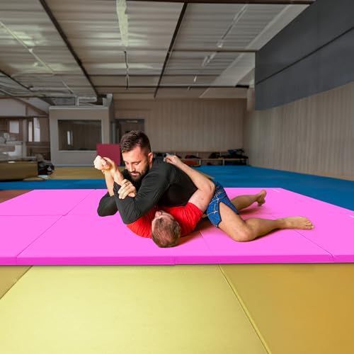BalanceFrom 10x4 Feet 4-Panel Folding Gymnastics Mat – 2-Inch Thick Pad with Vinyl Surface and Carrying Handles for Tumbli...