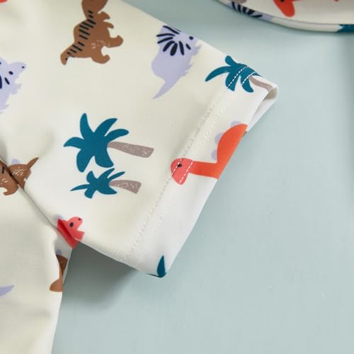 Ayalinggo Toddler Boys Rash Guard Swimsuit Sea World Animal Print Zipper Short Sleeve Bathing Suit with Swim Cap for Kids