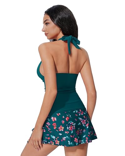 SUUKSESS Women Tummy Control Tankini Swimsuit Sexy Halter Bathing Suit 2 Piece