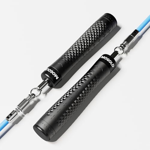 MOGOLD 1/4 lb 1/2lb Weighted Jump Rope Set, 3 PVC Rope Cords 118in, Anti-Slip Handles with Quick Release, Carrying Case, B...