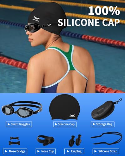 AzureWings Swim Goggles Women Men Adult Kit, Anti-Fog UV No Leak - Upgraded HD Racing Swimming Goggles for Men & Women