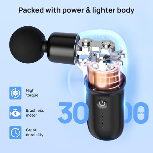 HEYCHY Super Mini Massage Gun, Deep Tissues Percussion Muscle Massager, Compact Sports Travel Massage Gun, Portable Massag...