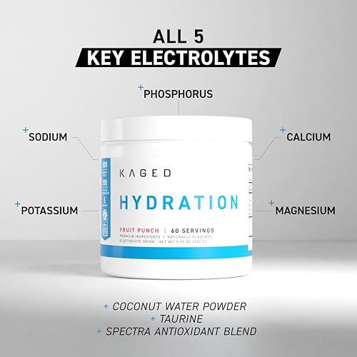 Kaged Daily Hydration | Sugar Free Electrolyte Powder Drink Mix for Men and Women | 60 Servings
