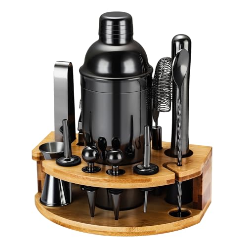 Cocktail Shaker Set Bartender Kit with Stand, 12 Piece Bar Set Drink Mixer Set with Stainless Steel Bar Accessories Tools:...