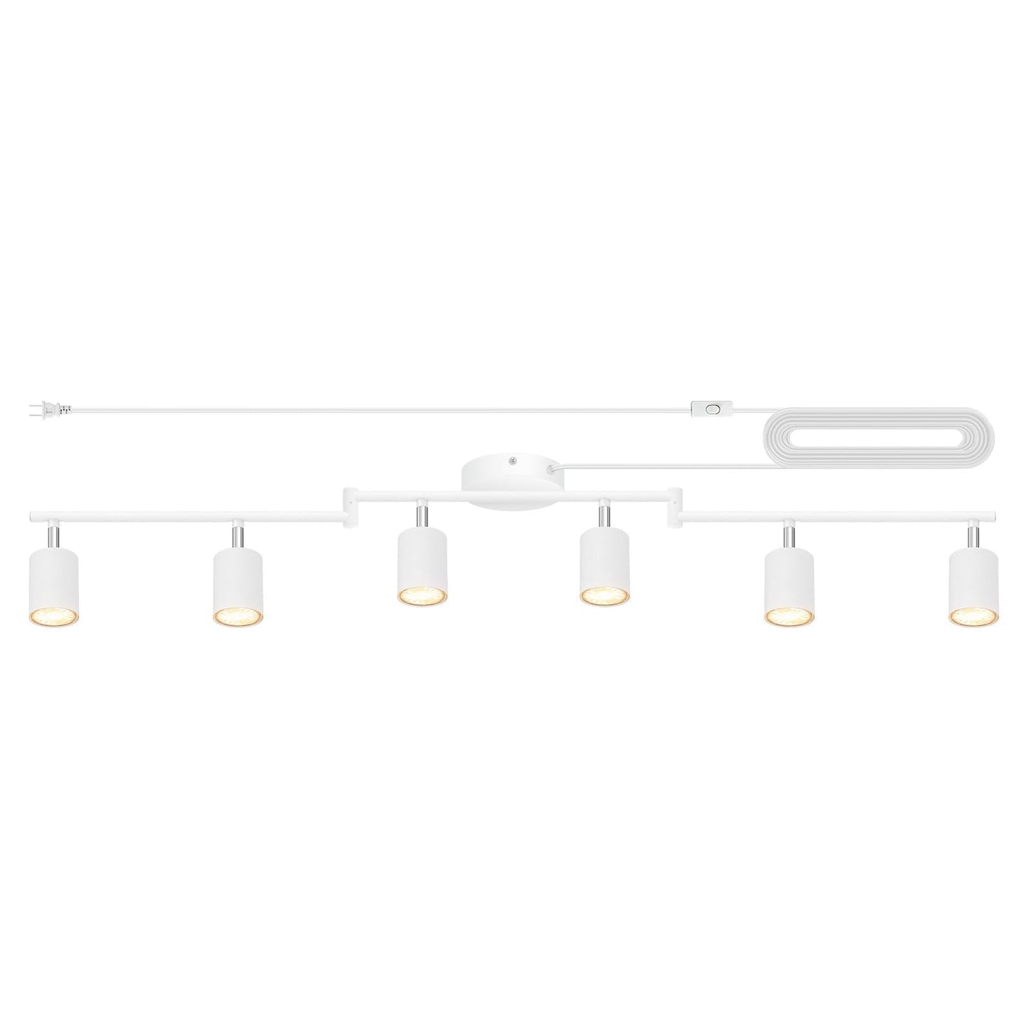 Track Lighting Plug In  Led Track Lighting Fixtures Ceiling Kit  White 6-Light Ceiling Light Plug-In  Wall Light With 14.8Ft Power Cord  Rotatable Kitchen Spotlight For Bedroom(Gu10 Socket  No Bulb)
