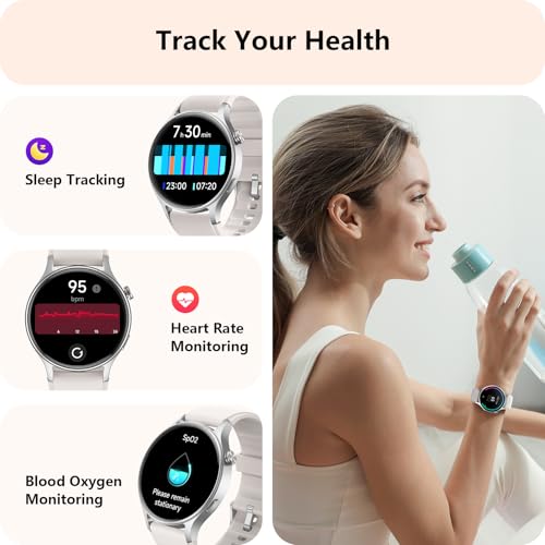 Smart Watch for Women, Answer/Make Call, AMOLED Ultra-Clear Screen Activity Trackers with Heart Rate/Sleep/SpO2 Monitor, S...