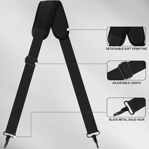 72 inch Shoulder Strap, Universal Replacement Laptop Shoulder Strap with Adjustable Buckles and Metal Hooks for Briefcase ...
