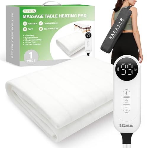 Massage Table Warmer Heating Pad Professional SPA Massage Bed Warmer with 9 Hour Timer, 9 Heat Settings, Overheat Protecti...
