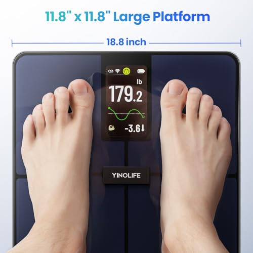 YINOLIFE Smart Scale for Body Weight, 4.3" Color Display Digital Weight Scale, High Precision Wi-Fi Bathroom Scale with BM...