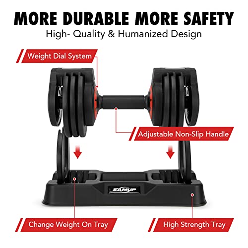 25/55 lbs Pair Adjustable Dumbbells Set, Dumbbells with Anti-Slip Metal Handle for Exercise & Fitness Fast Adjust Weight f...
