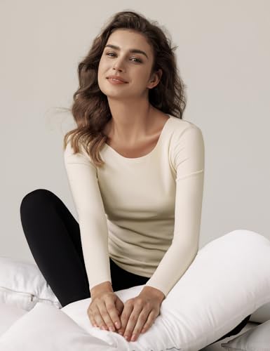 Bonneuitbebe Women Long Sleeve Thermal Shirt Fleece Lined Undershirt Ultra Soft Base Layer Tops for Women Cold Weather
