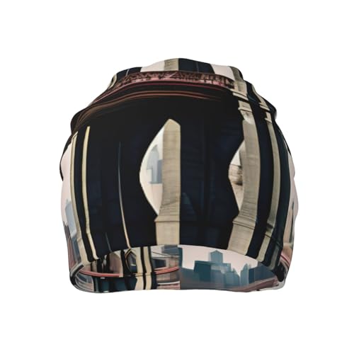 bnvaab Brooklyn Bridge S Print Beanie Hat for Men and Women Stretchy Slouchy Winter Warm Cap Headwear Accessory Black