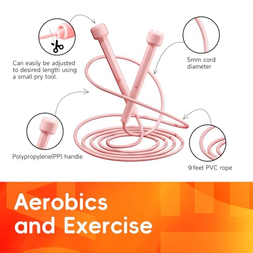 5 Pack Adjustable Jump Rope for Fitness and Exercise,Lightweight PVC Skipping Rope for Men,Women and Kids-Tangle-Free for ...