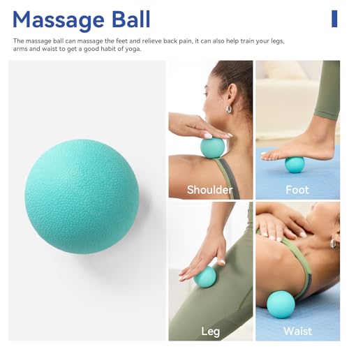 5 in 1 Foam Roller Set - Back Roller Foam, Massage Roller Stick, Massage Ball, Resistance Band for Physical Therapy & Deep...
