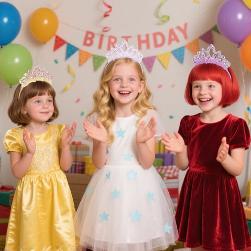 Zifengcer Birthday crown，8 Pack Princess Crown Headband, Glitter Sequin Crown Headband, Shiny Tiaras and Crowns Hair Acces...