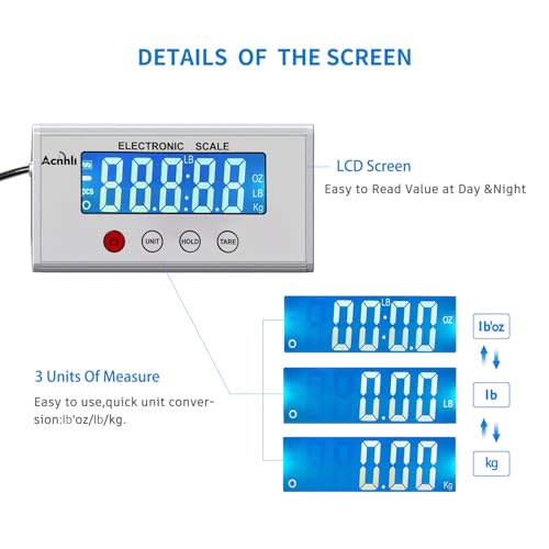 ACNHLI Digital Shipping Scales 440 pounds, Stainless Steel Heavy Duty Postal Scale for Warehouses, Homes, Offices, and Cou...