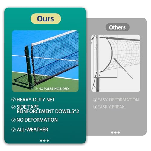 PROGOAL Professional Tennis Net 42FT Heavy Duty Nylon Net High Strength Non-Deforming Standard Replacement Tennis Net with...