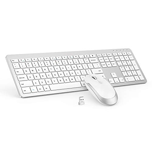 Wireless Keyboard and Mouse Combo - Full Size Slim Thin Wireless Keyboard Mouse with Numeric Keypad 2.4G Stable Connection...