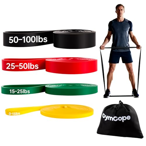 GymCope Pull Up Resistance Bands - Assistance Bands Sets of 3/4/5 for Men & Women, Heavy Duty Workout Exercise Bands for B...