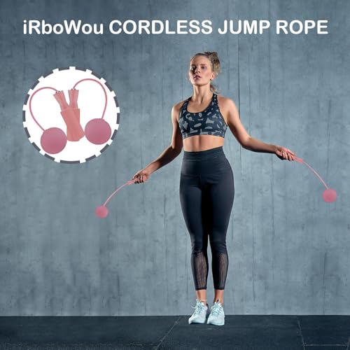 iRboWou Jump Rope Ropeless Skipping Rope for Fitness Training Exercise, Adjustable Weighted Cordless Jump Rope for Men Wom...