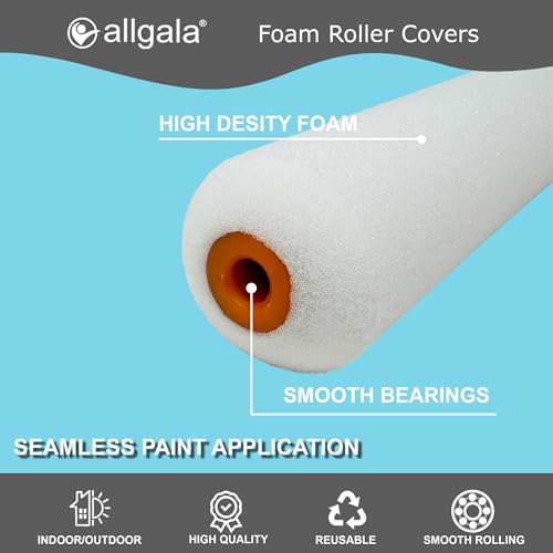 Allgala Foam Rollers, 6 Pack 6 inch Shedless Mini Foam Sponge Paint Roller Cover for Trim Wall Funiture Doors Cupboard Cab...