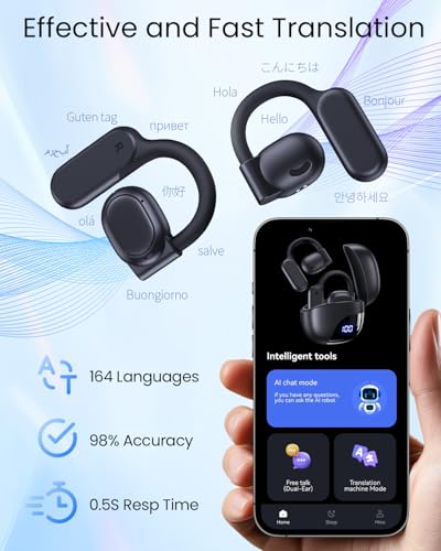 AI Translation Earbuds Real Time 164 Languages 80H Playtime Translator Ear Buds Audifonos Traductores Inglés Español Wirel...