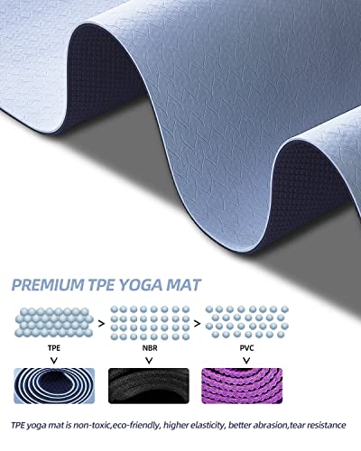 COOLMOON Yoga Mat Non Slip, Anti-Tear 1/4 Thick TPE Yoga Mats for Women and Men, 72"x24" Exercise & Fitness Mat with Carry...