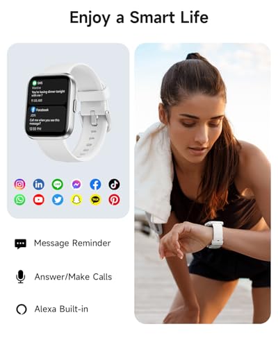 Smart Watch for Women, Answer/Make Calls, Alexa Built-in, 1.85" Touch Screen Fitness Tracker for Android & iPhone, Heart R...