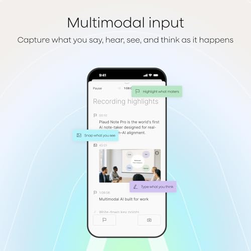 Plaud Note AI Voice Recorder, Voice Recorder w/Case, App Control, Transcribe & Summarize with AI Technology, Support 112 L...
